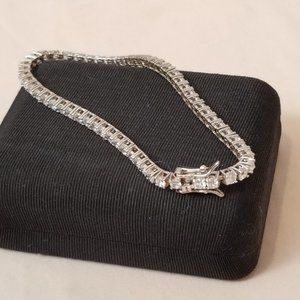 925 Silver Tennis Bracelet with CZ's and Dual Lock Clasp - 8" long